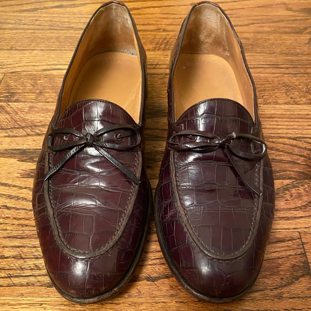 Harolds Dark Brown Crocodile Pattern Loafers